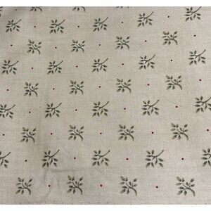 Maywood Studio Christmas Past Fabric 1/2 yard x 44" Beige Green Leaves Red Dots